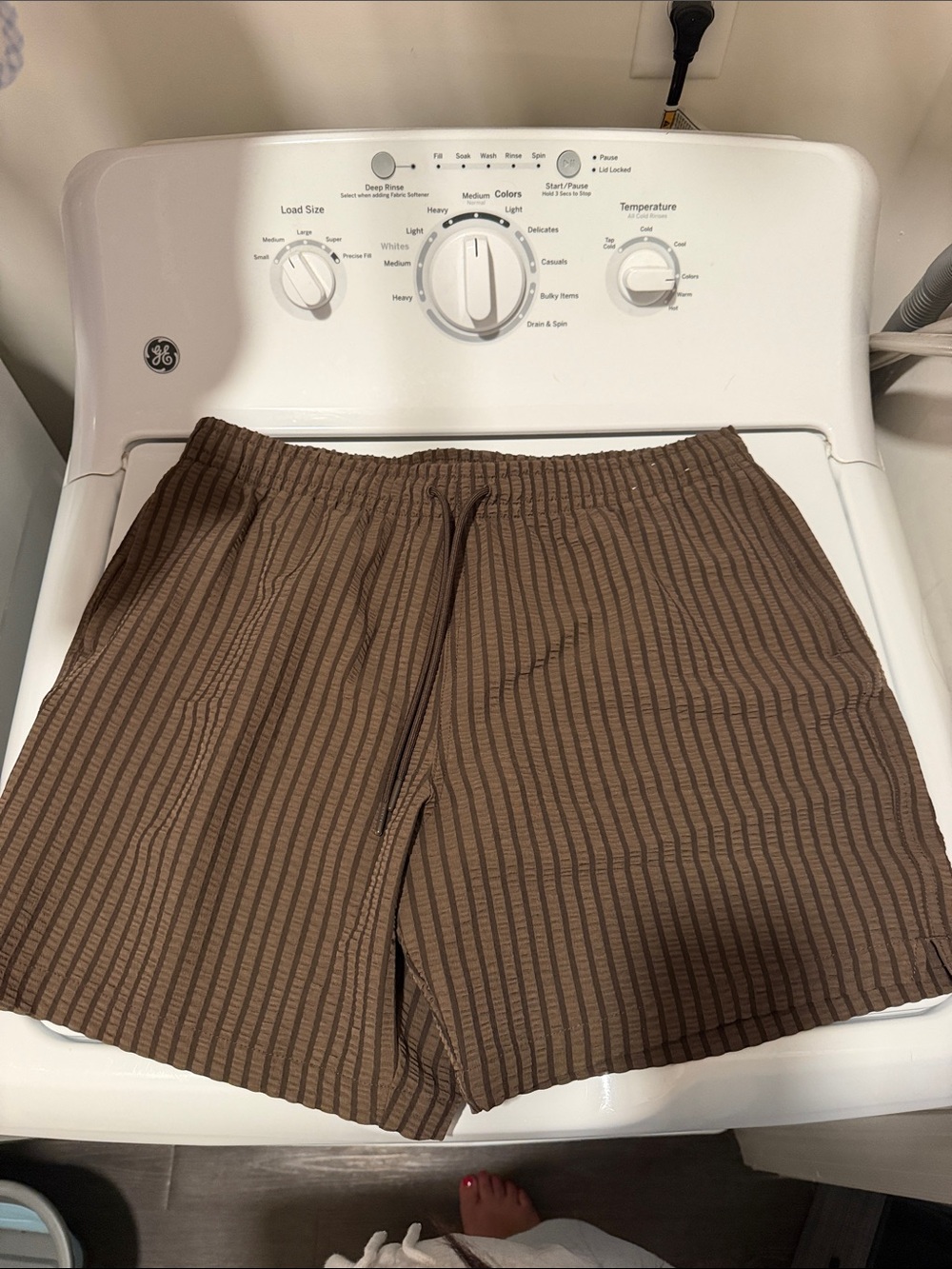 Abercrombie & Fitch Brown Striped Swim Trunks